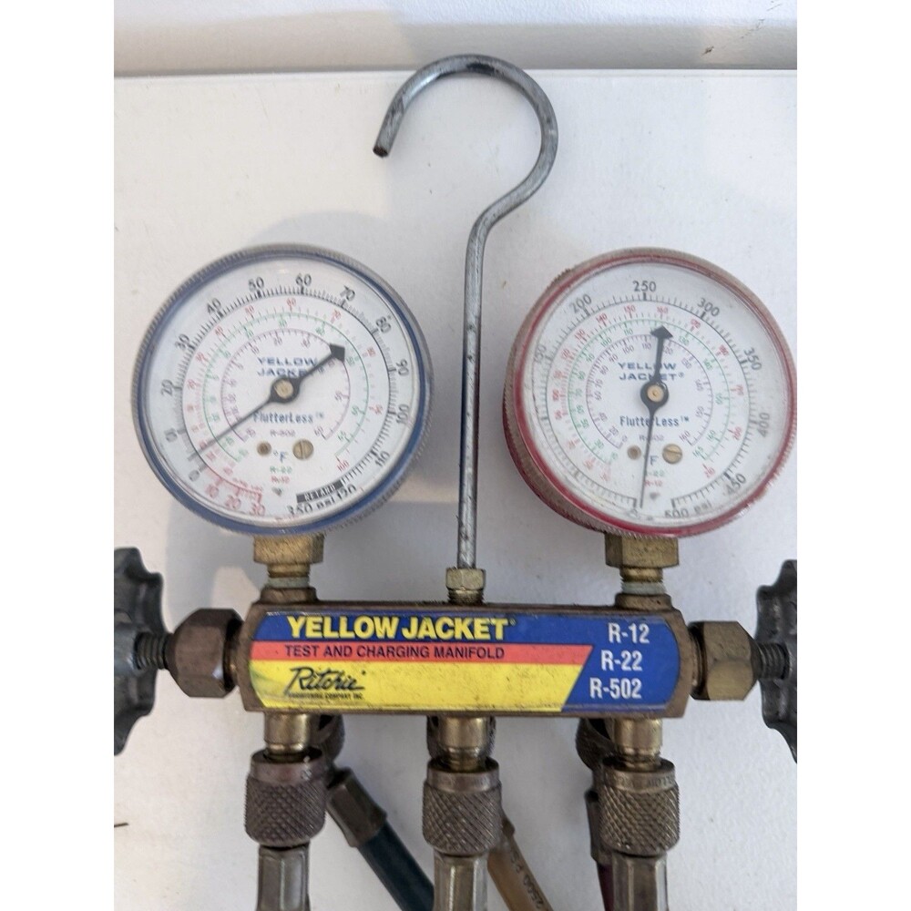 Yellow Jacket Ritchie R-12 R-22 R-502 HVAC Test and Charging Manifold Gauge